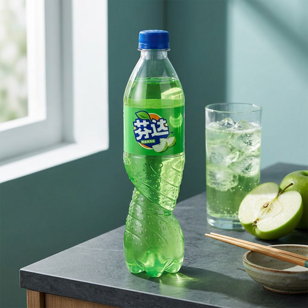 Fanta Bottle pomme verte édition Chine, soda gazeux importé en bouteille, disponible sur My American Shop