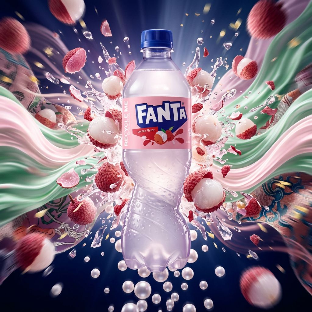 Fanta Bottle China Lychee, soda gazeux saveur litchi édition exclusive Chine, disponible sur My American Shop