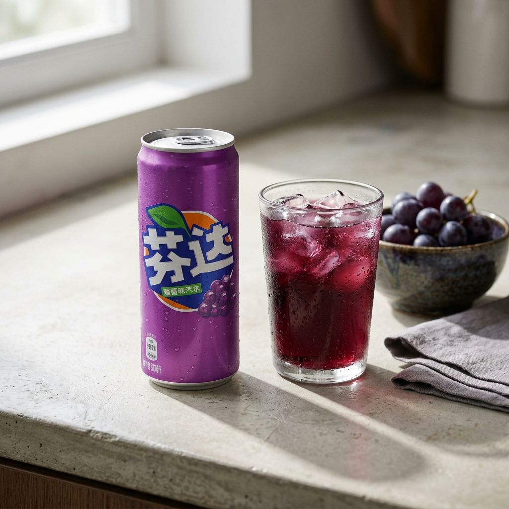 Fanta China Grape, soda raisin importé de Chine en canette, édition exclusive marché asiatique, disponible sur My American Shop