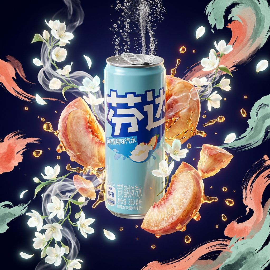 Fanta China Jasmin Peach, soda pétillant saveur pêche et jasmin, canette importée, disponible sur My American Shop