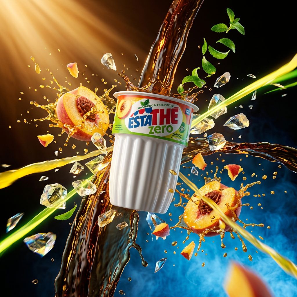 Ferrero Estathe Zero Peche Small, the glacé italien sans sucre en bouteille individuelle, disponible sur My American Shop