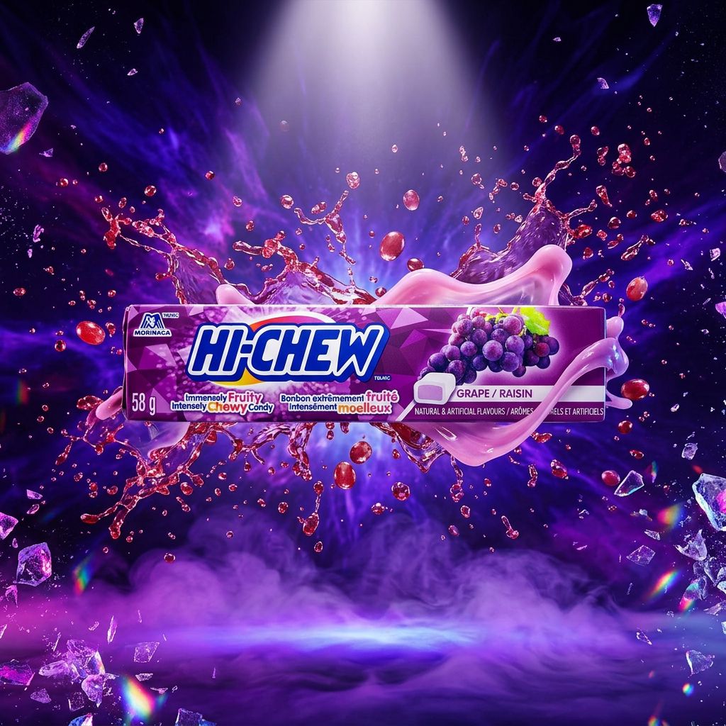 Hi-Chew Grape Stick, bonbon mâché japonais au raisin rouge, format stick, disponible sur My American Shop