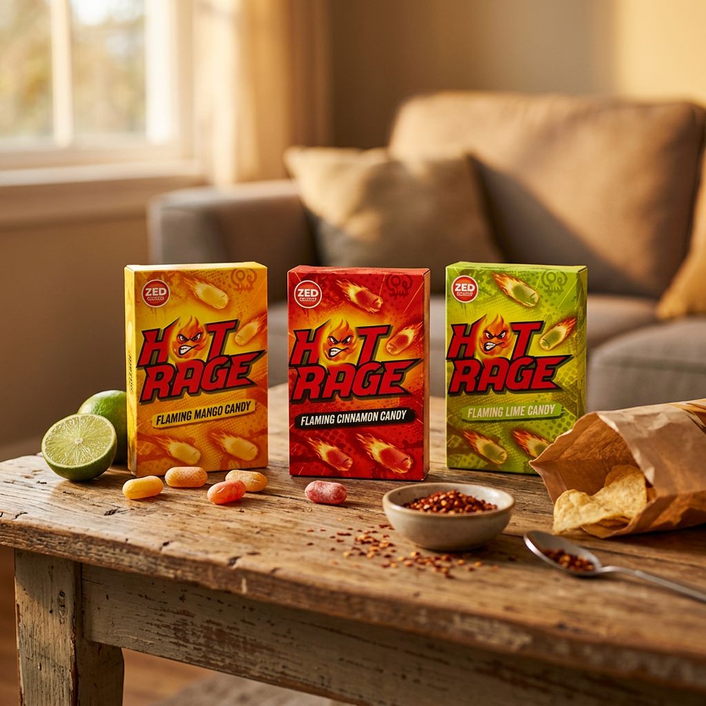 Hot Rage Random Flavor Mango Cinnamon Lime, snack épicé américain format surprise, disponible sur My American Shop
