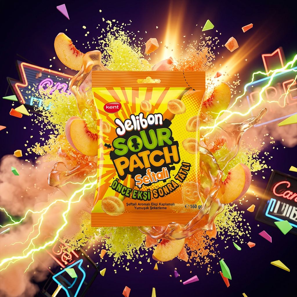 Sour Patch Kids Peach Medium, bonbons américains acidulés parfum pêche importés des USA, disponible sur My American Shop