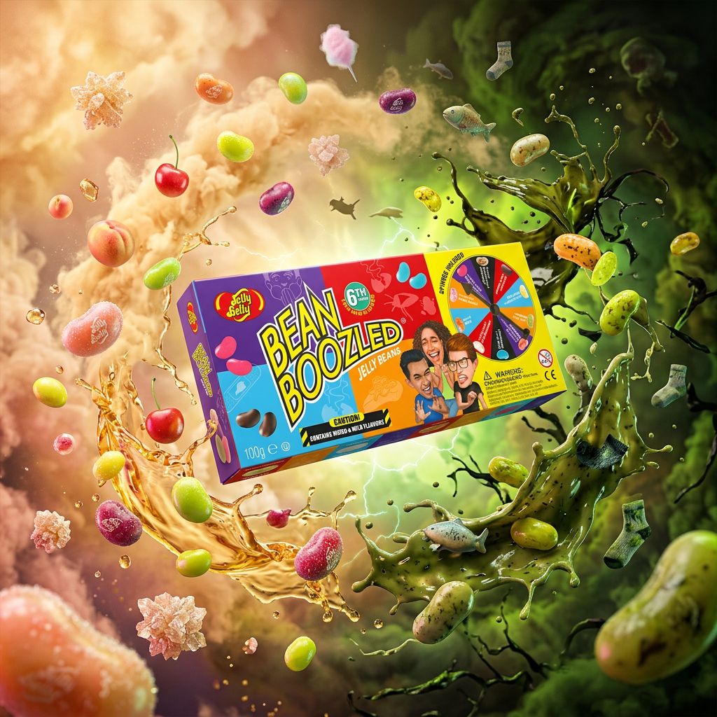 Jelly Belly Bean Boozled Game, roulette de jellybeans bonnes ou dégoûtantes, boîte avec spinner, origine USA, disponible sur My American Shop