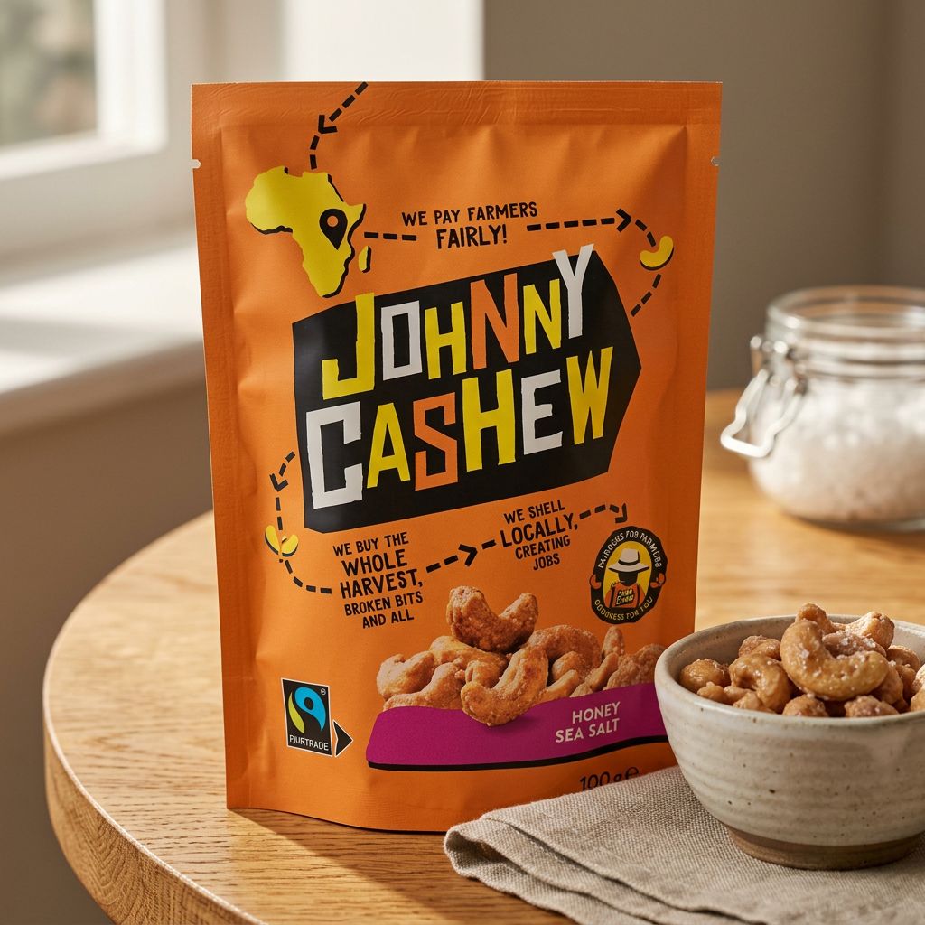 Johnny Cashew Honey Sea Salt, noix de cajou caramel miel et sel de mer, snack américain disponible sur My American Shop