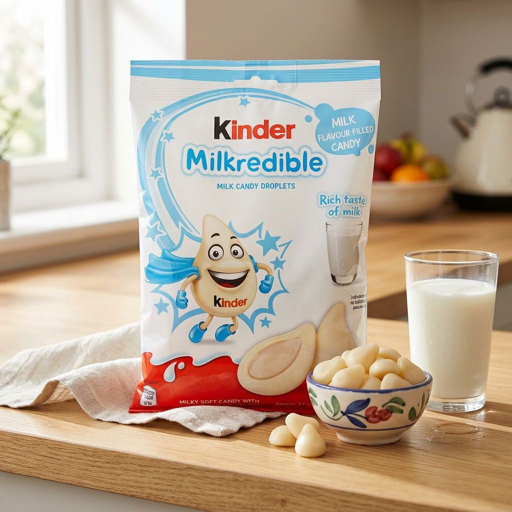 Kinder Milkedrible Milk Flavor, bonbon gelifie arome lait, confiserie importee, disponible sur My American Shop
