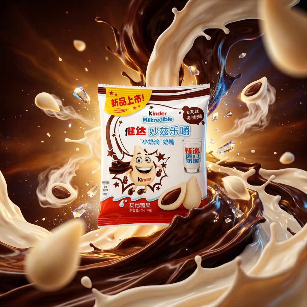Kinder Milkredible bonbon lait coeur cacao fondant format goutte origine Chine disponible sur My American Shop