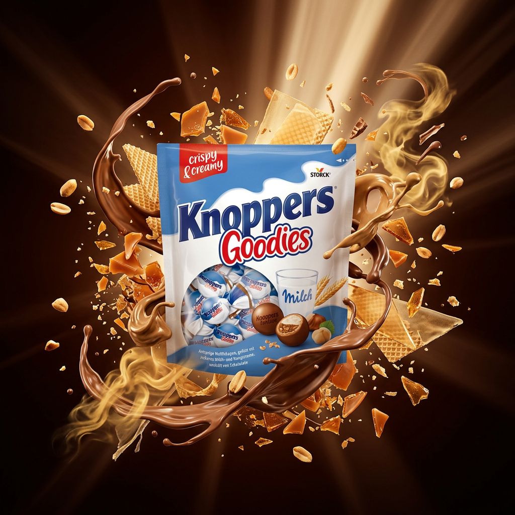 Knoppers Goodies Crispy & Creamy, snack chocolat noisette caramel d'Allemagne, disponible sur My American Shop