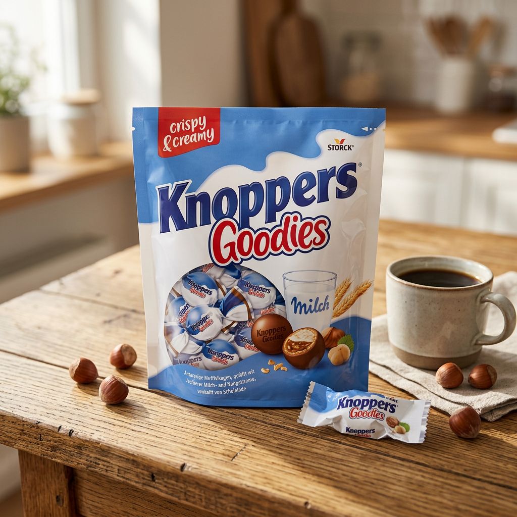 Knoppers Goodies Crispy & Creamy, snack chocolat noisette caramel d'Allemagne, disponible sur My American Shop