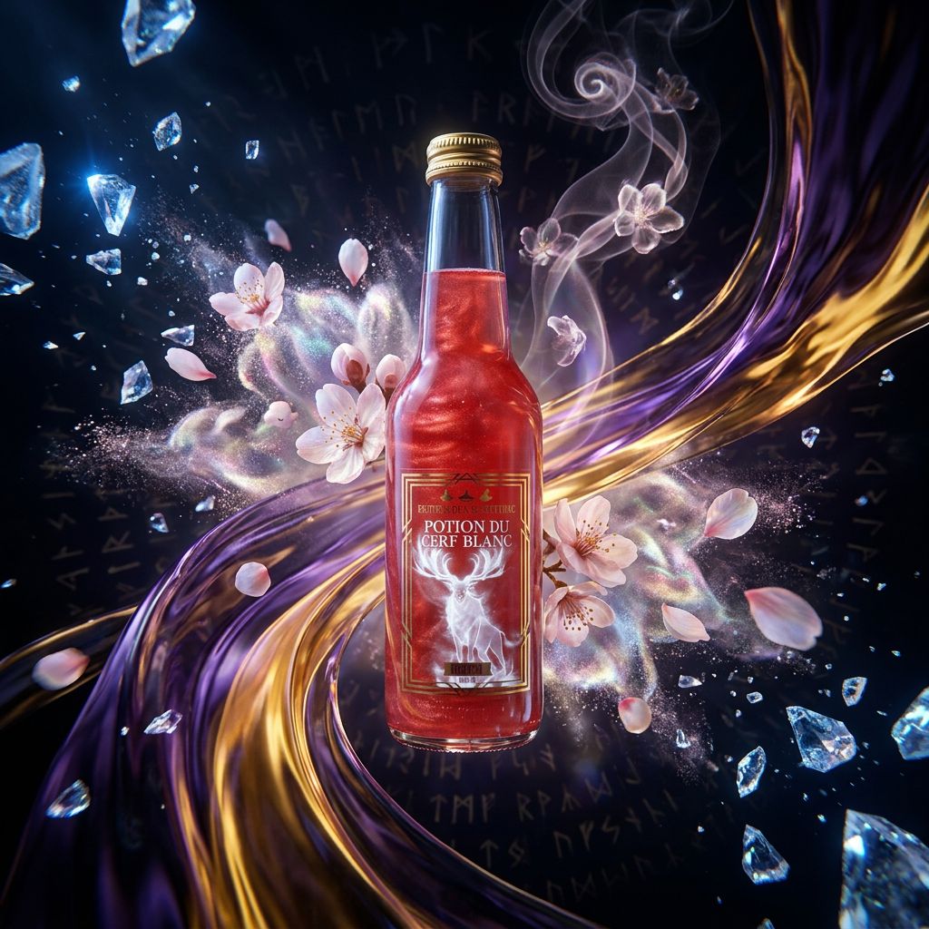 L'Elixir des 3 Sorciers Potion du Cerf Blanc, boisson sans alcool arôme litchi nacré, disponible sur My American Shop