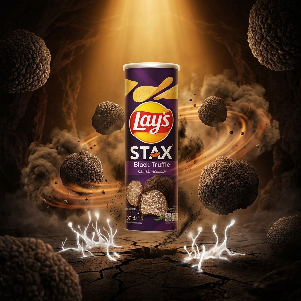Lay's Stax saveur truffe noire et poivre, chips empilées importées d'Asie, disponible sur My American Shop