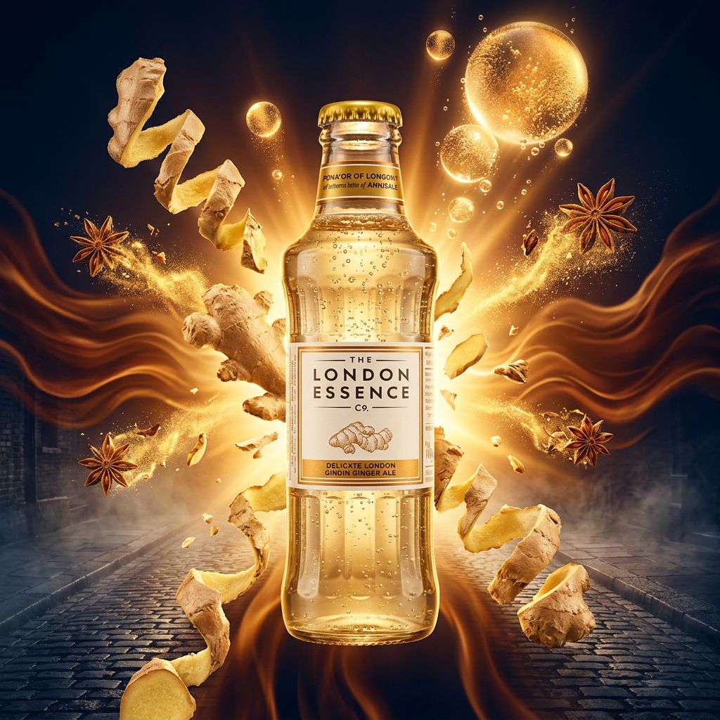 London Essence Ginger Ale premium au gingembre et anis, faible en calories, marque britannique, disponible sur My American Shop