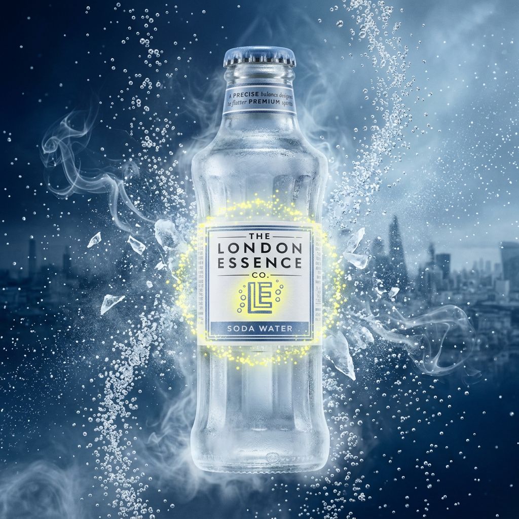 London Essence Soda Water premium 200ml, eau gazeuse sans sucre origine UK, disponible sur My American Shop