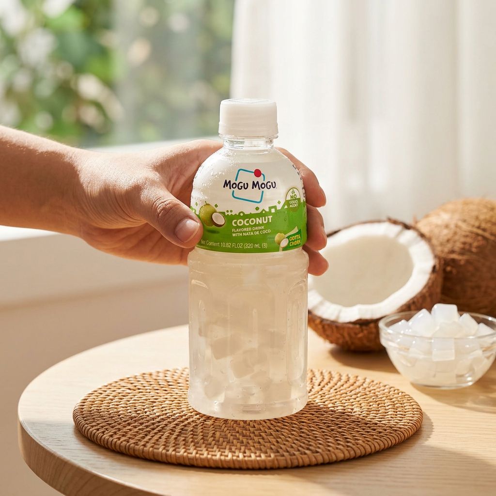 Mogu Mogu Coconut, boisson thaïlandaise noix de coco avec nata de coco, 320ml, disponible sur My American Shop
