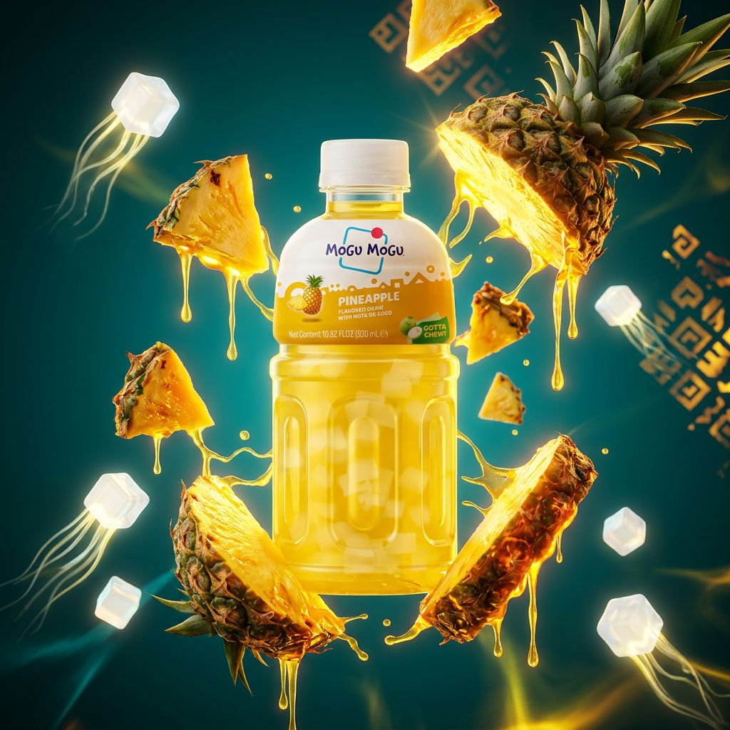 Mogu Mogu Pineapple, boisson thaïlandaise ananas avec nata de coco, 320ml, disponible sur My American Shop