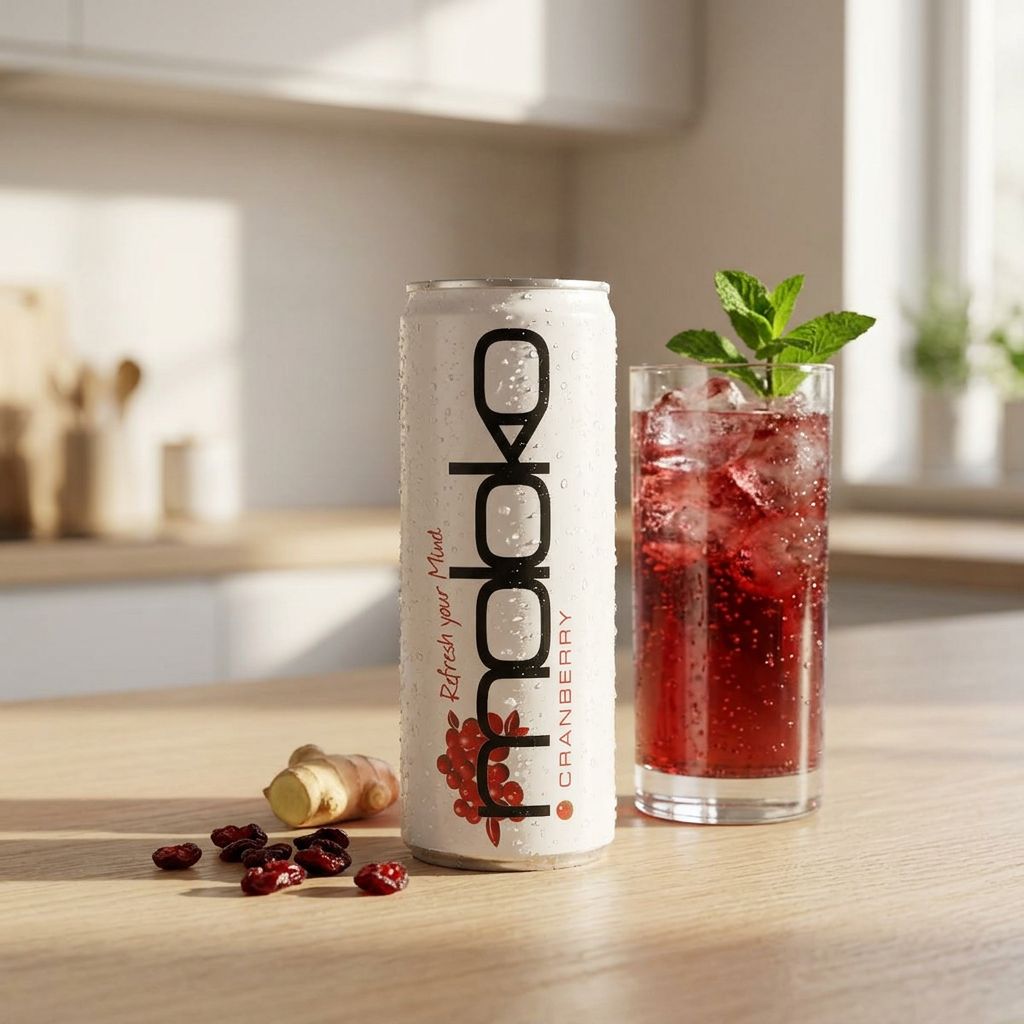 Moloko Cranberry, boisson pétillante au gingembre en canette, importée, disponible sur My American Shop