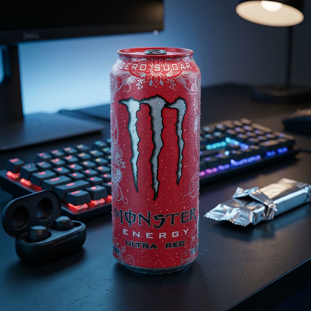 Monster Energy Ultra Red 500ml, boisson énergisante zéro sucre fruits rouges, importée des USA, disponible sur My American Shop
