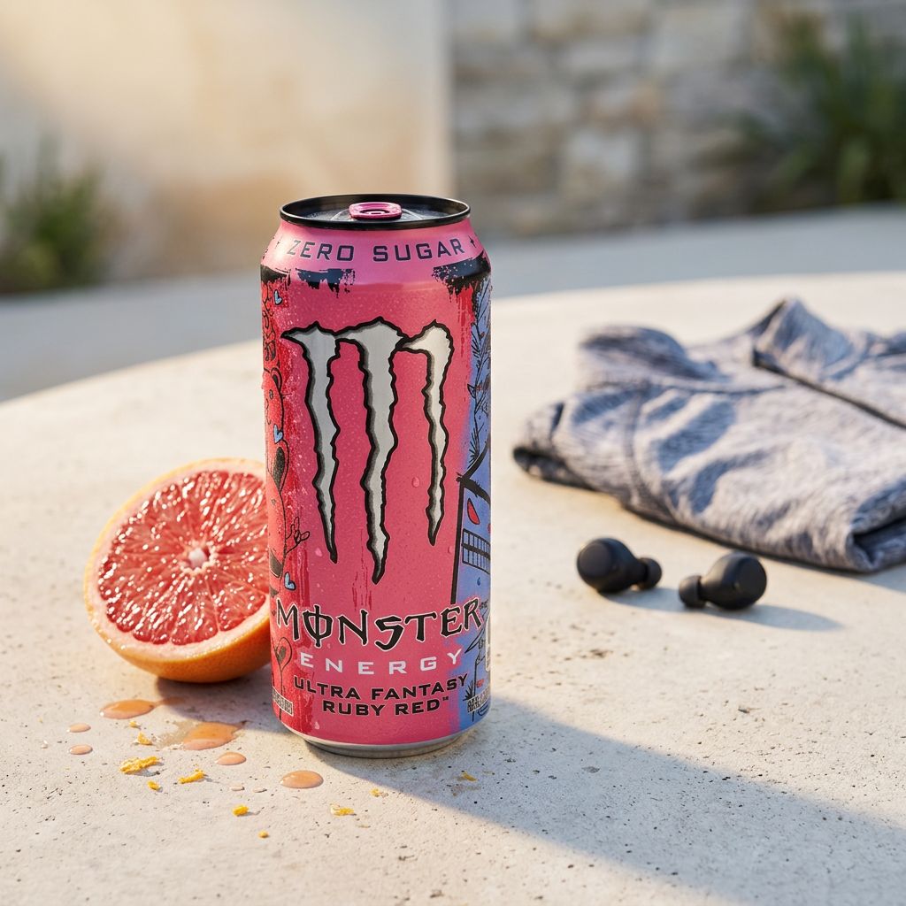 Monster Ultra Fantasy Ruby Red, boisson energisante sans sucre gout pamplemousse, edition americaine, disponible sur My American Shop