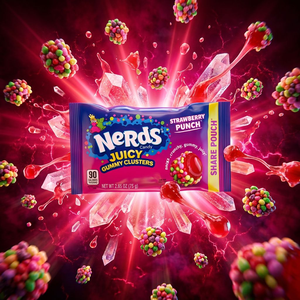 Nerds Gummy Clusters Strawberry Punch, bonbons US gummies enrobés de Nerds croquants, disponible sur My American Shop
