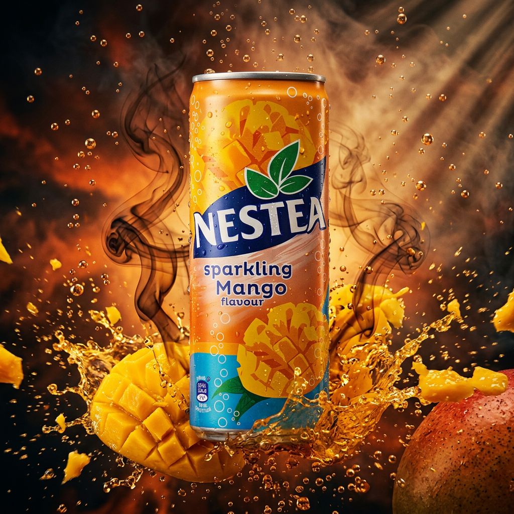 Nestea Sparkling Mango, boisson gazeuse au thé noir et mangue importée, disponible sur My American Shop