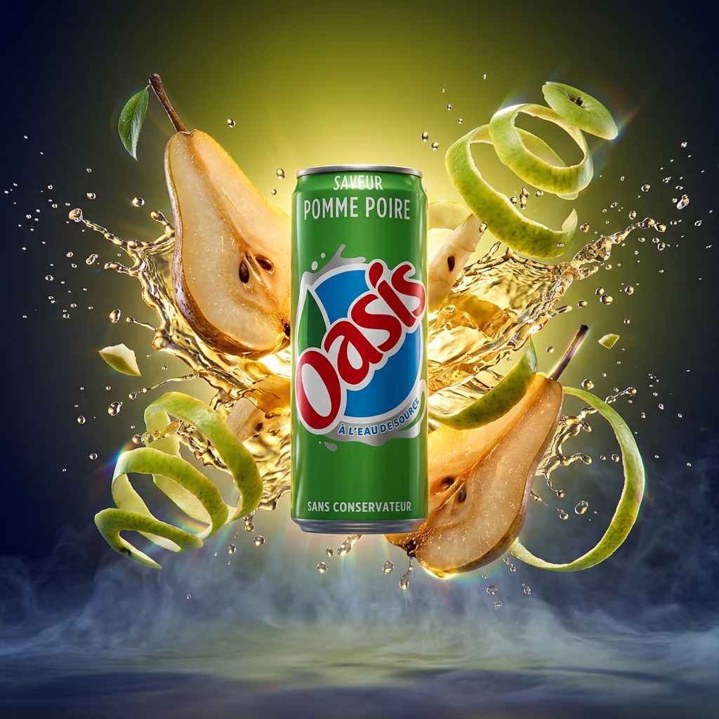Oasis Apple Pear, jus pomme-poire fruité importé en format boisson, disponible sur My American Shop