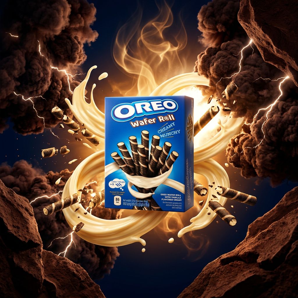 Oreo Wafer Roll Vanilla, gaufrette tubulaire cacao fourree creme vanille, snack importe, disponible sur My American Shop