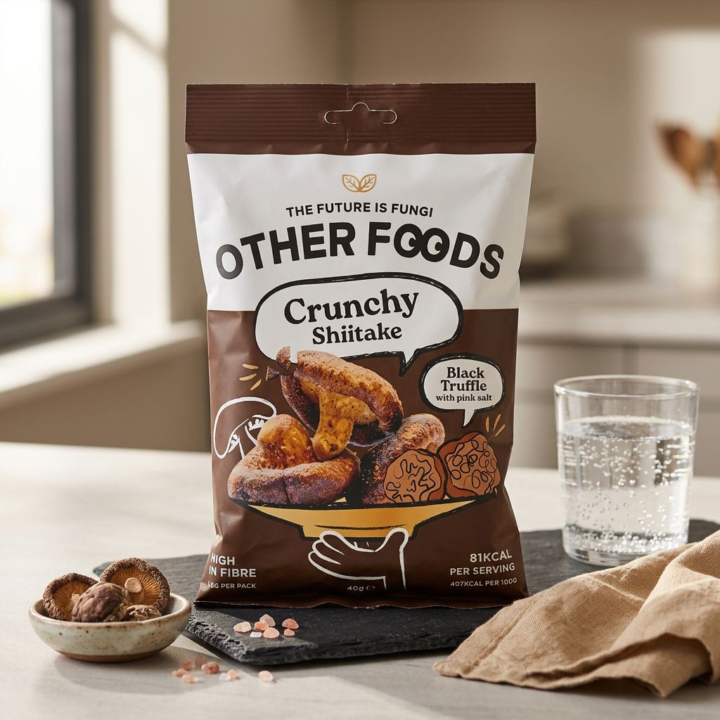 Other Foods Crunchy Shiitake Mushrooms truffe noire et sel rose, snack vegan croustillant, disponible sur My American Shop