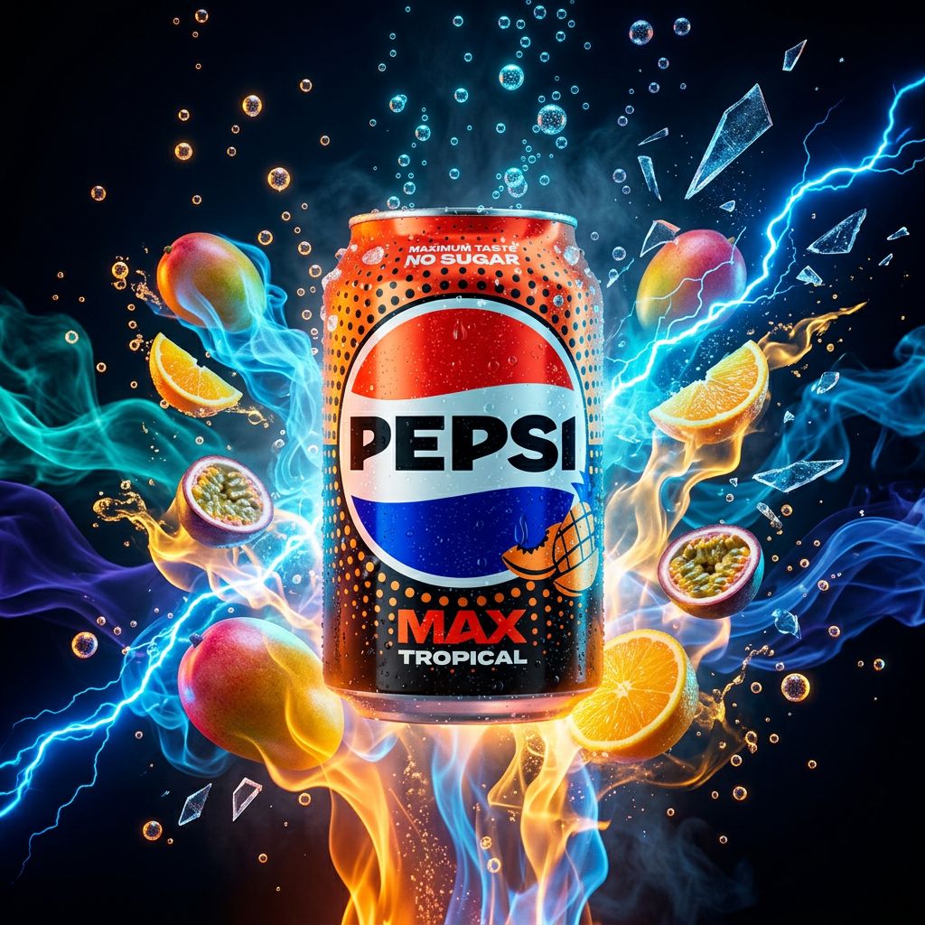 Pepsi Max Tropical, soda zéro sucre aux arômes tropicaux en canette, importé des USA, disponible sur My American Shop