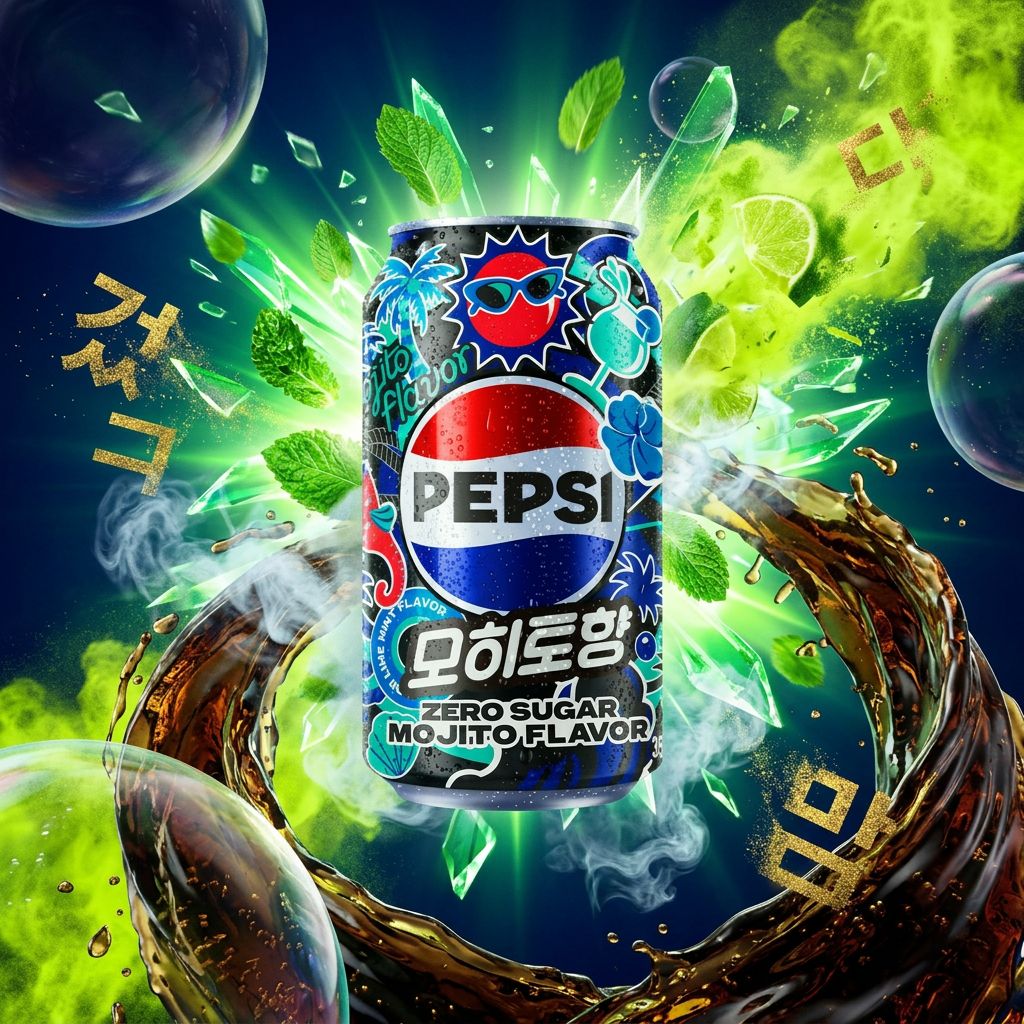 Pepsi Zero Sugar Mojito Flavor par Lotte, soda cola menthe citron vert sans sucre, import Asie, disponible sur My American Shop