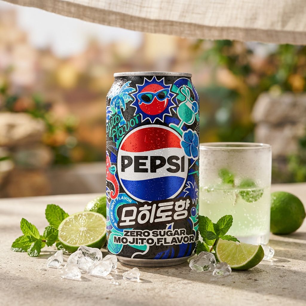 Pepsi Zero Sugar Mojito Flavor par Lotte, soda cola menthe citron vert sans sucre, import Asie, disponible sur My American Shop