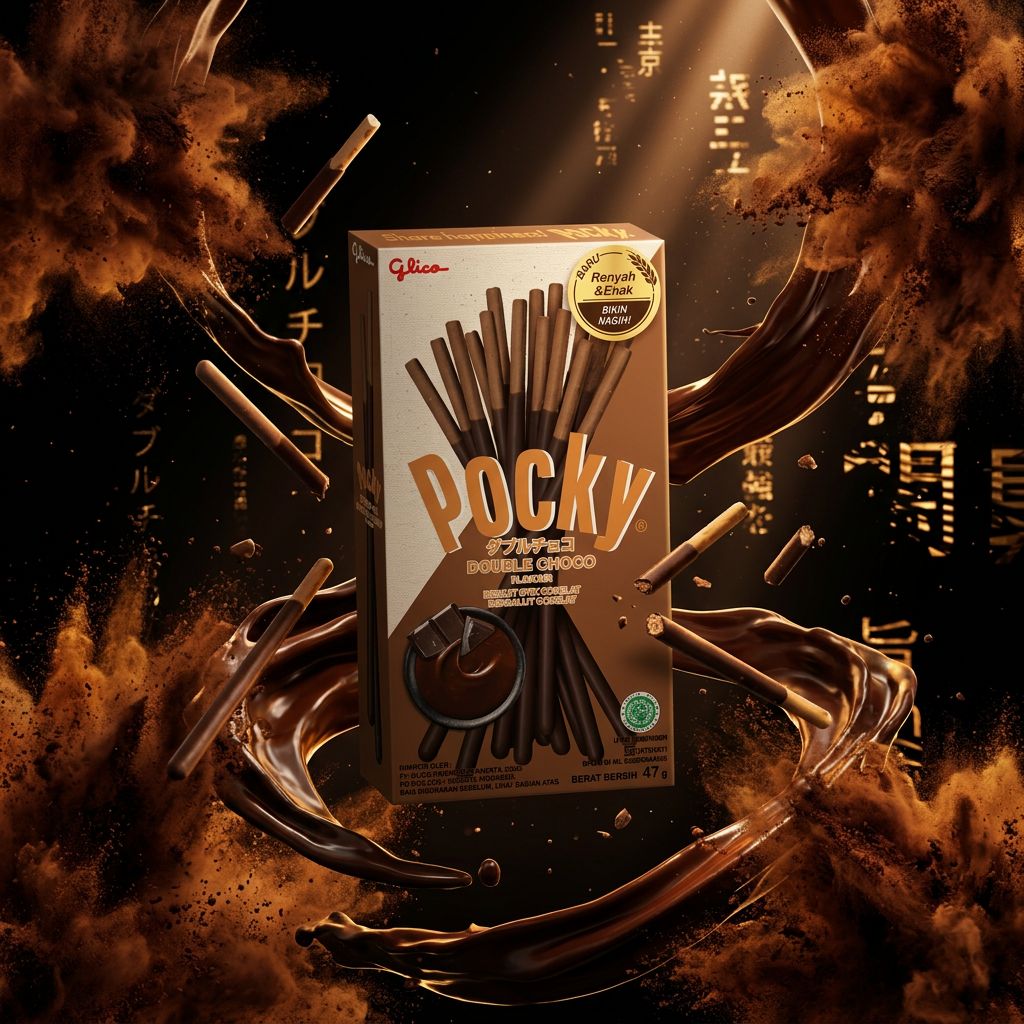 Pocky Double Choco Glico, biscuit stick enrobé double chocolat, snack japonais importé, disponible sur My American Shop