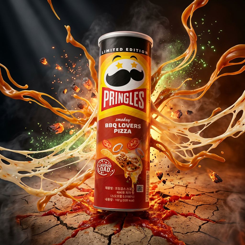 Pringles BBQ Lovers Pizza, chips saveur pizza fumée, édition importée des États-Unis, disponible sur My American Shop