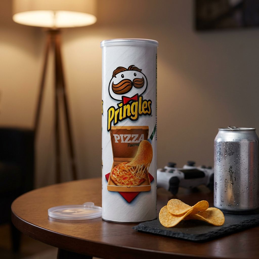 Pringles Chips Pizza saveur tomate cheddar, format tube US importé, disponible sur My American Shop