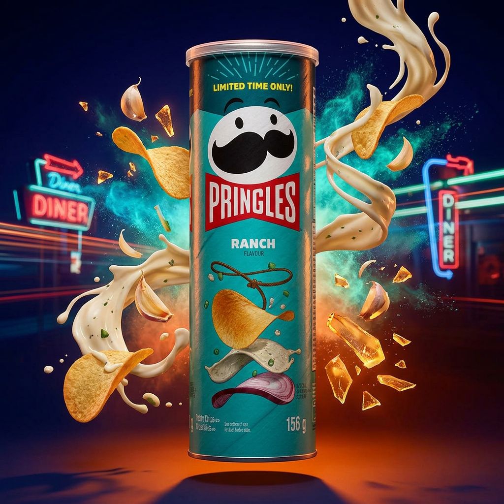 Pringles Ranch chips américaines importées, tube 158g, saveur crème et ail, disponible sur My American Shop