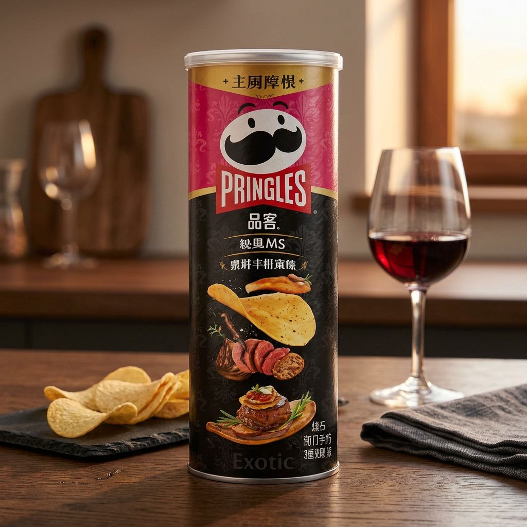 Pringles Classic M5 Steak Foie Gras, chips saveur Rossini en tube, édition asiatique rare, disponible sur My American Shop