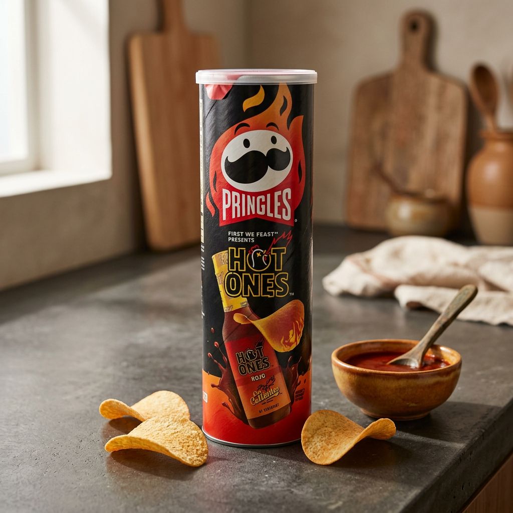 Pringles Hot Ones Rojo, chips saveur piment rouge fumé, édition limitée américaine, disponible sur My American Shop
