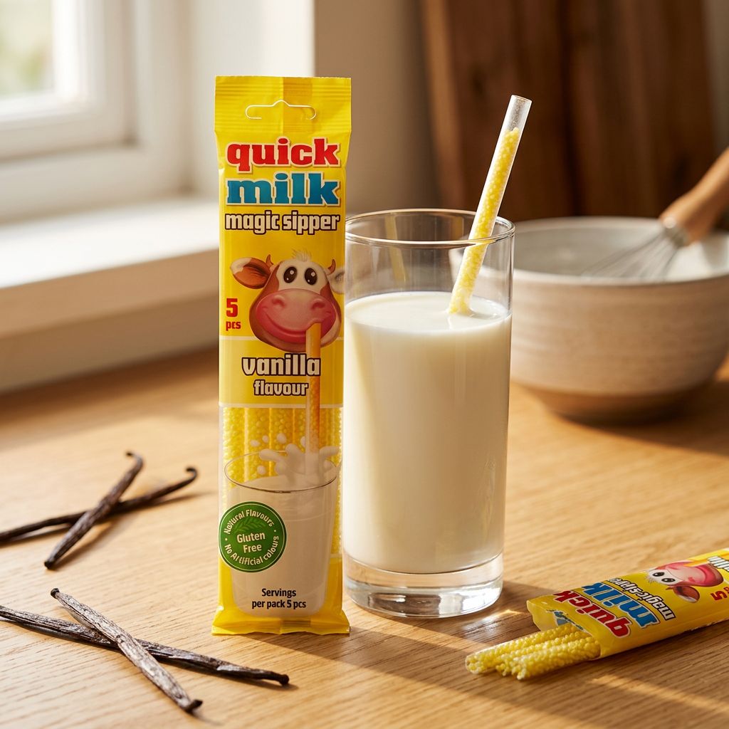 Quick Milk Magic Sipper Vanilla, paille aromatisante à la vanille venue des USA, disponible sur My American Shop
