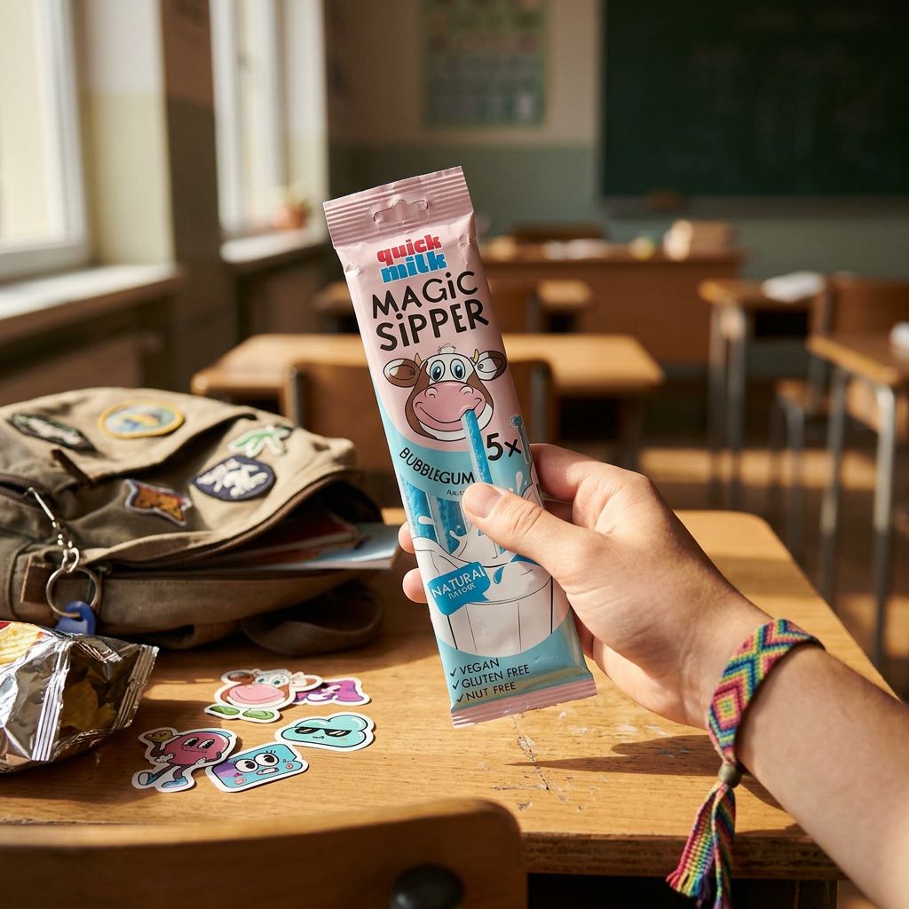 Quick Milk Magic Slipper Bubble Gum colorant bleu E133, chewing-gum importé en forme chausson, disponible sur My American Shop