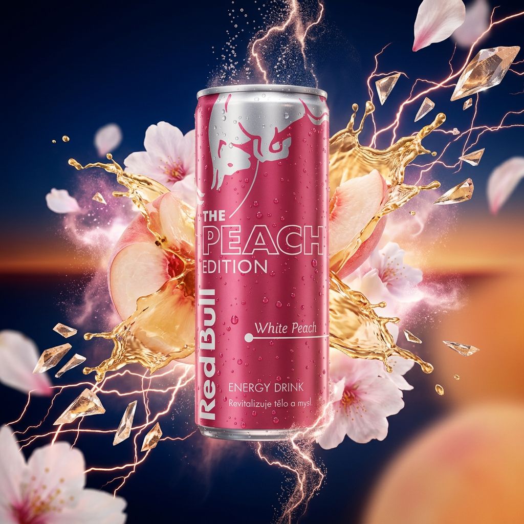Red Bull Peach Edition White Peach 250ml, boisson énergisante autrichienne saveur pêche blanche, disponible sur My American Shop
