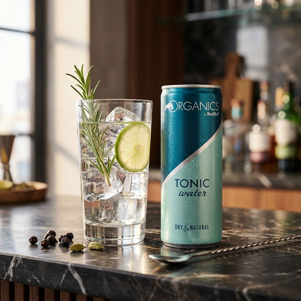 Red Bull Organics Can Bio Tonic Water, boisson pétillante certifiée bio en canette, disponible sur My American Shop