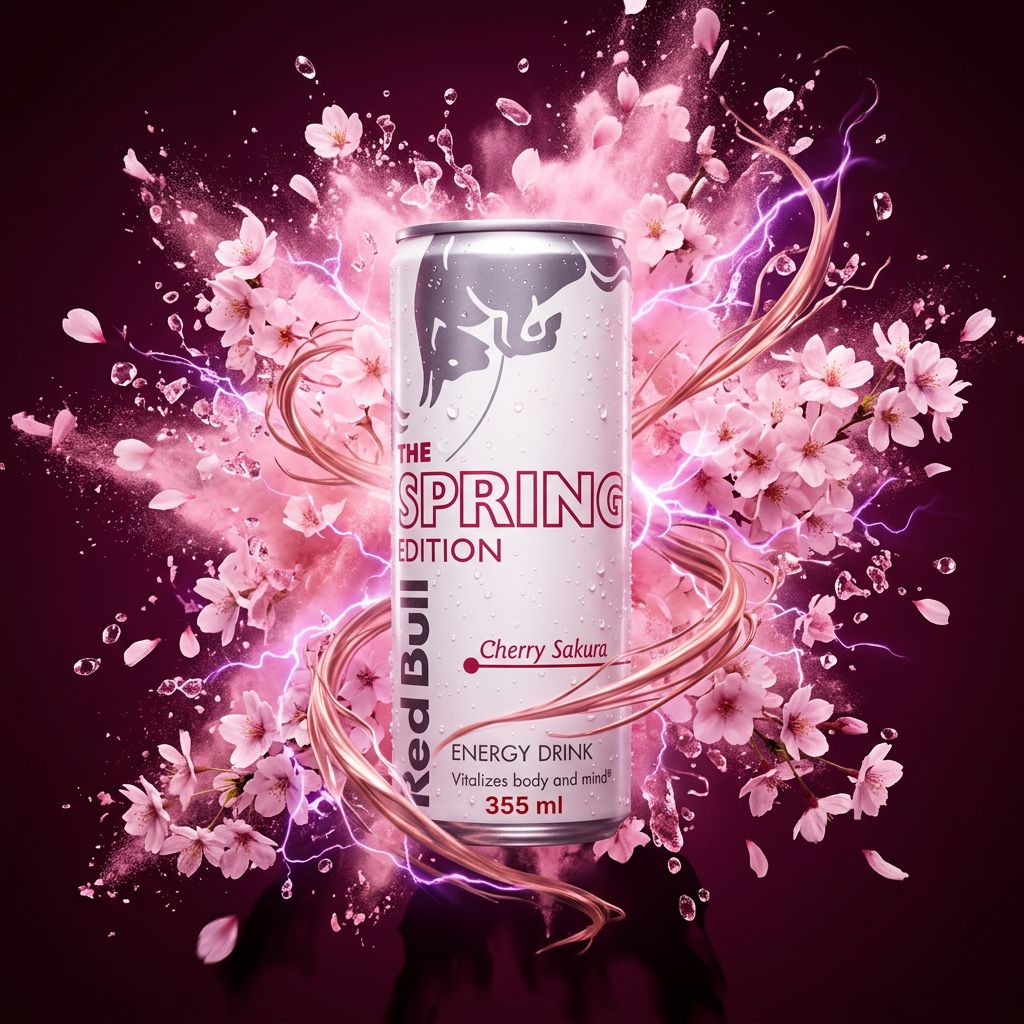 Red Bull Spring Edition Cherry Sakura grand format, saveur cerise et fleur de cerisier, édition limitée, disponible sur My American Shop