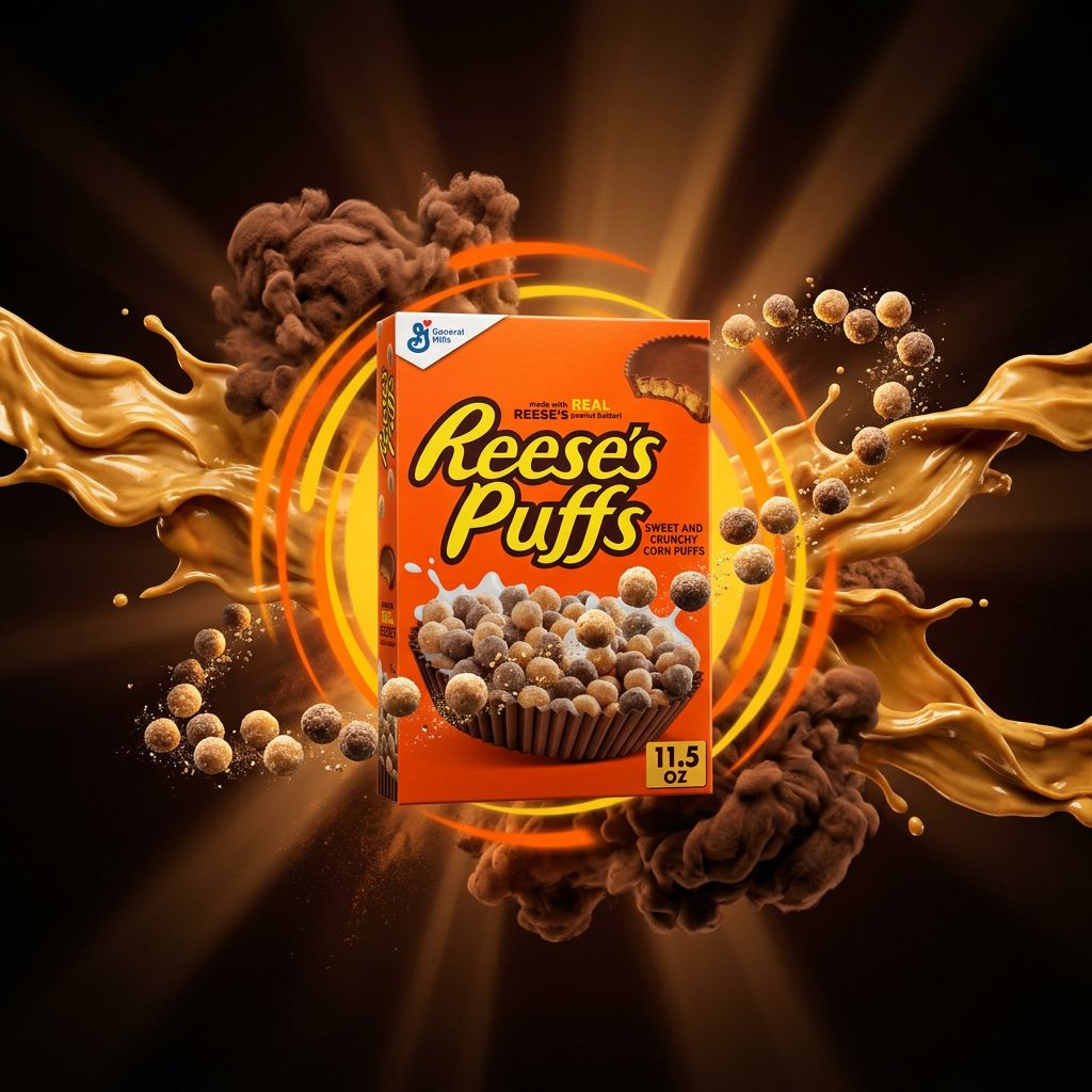 Reese's Puffs céréales beurre de cacahuète et cacao, boîte américaine General Mills, disponible sur My American Shop