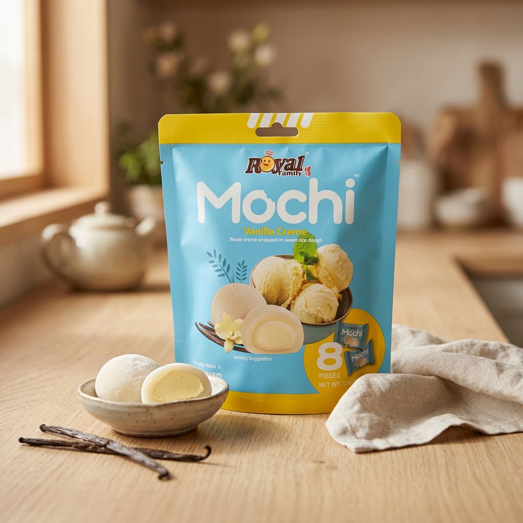 Royal Family Mochi Small Cream Vanilla, mochi crème vanille format snack, origine Taïwan, disponible sur My American Shop