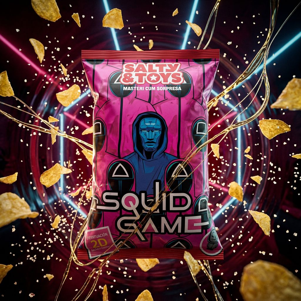 Salty & Toys Squid Game Chips pommes de terre salées, édition collector, disponible sur My American Shop