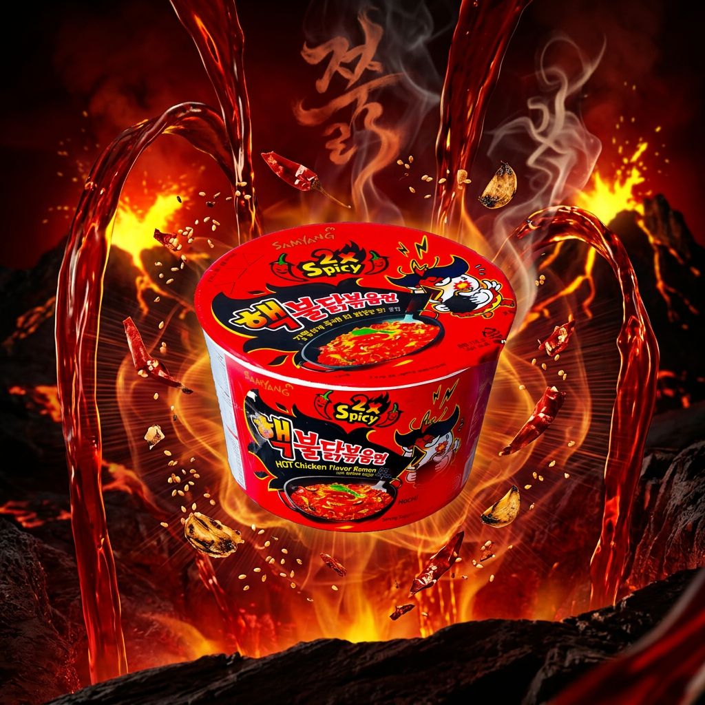 Samyang Ramen Bowl Hot Chicken 2x Spicy, nouilles coréennes ultra-pimentées en format bowl, disponible sur My American Shop