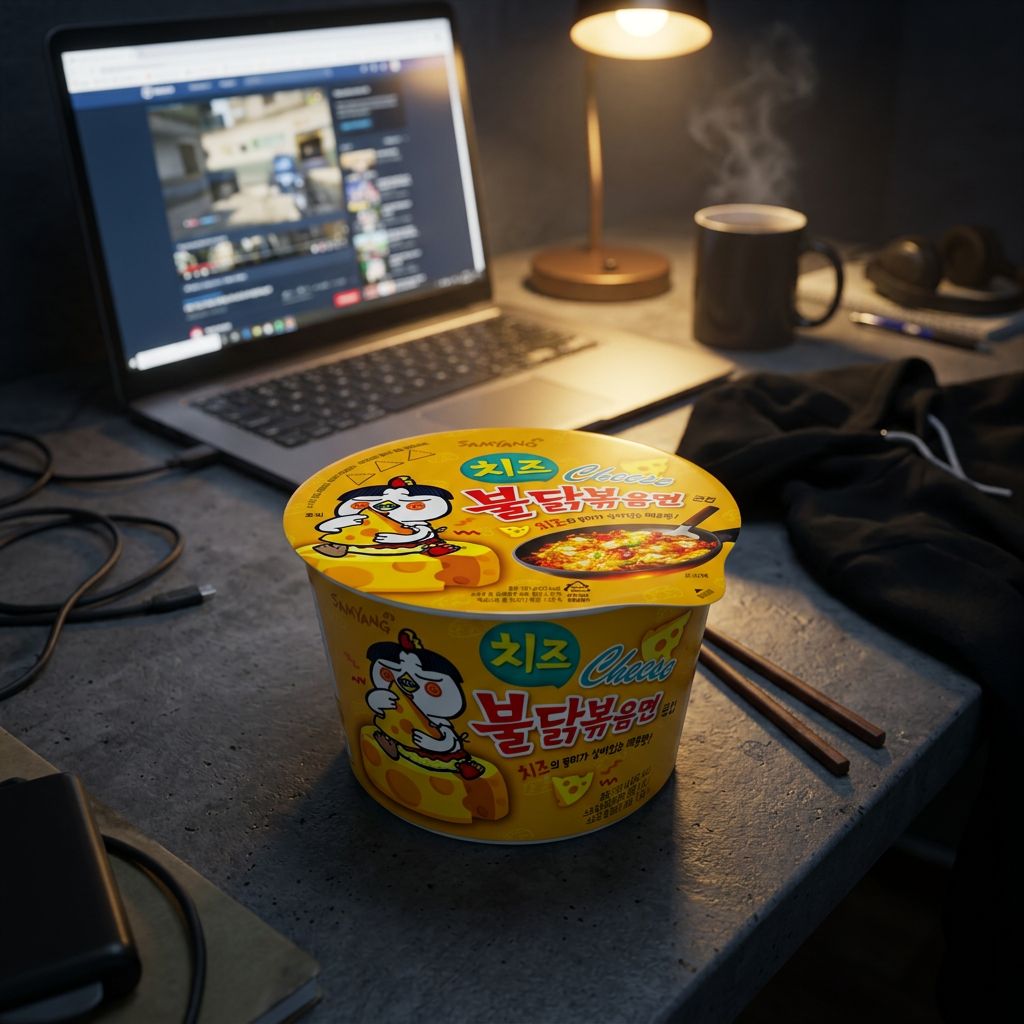 Samyang Ramen Bowl Hot Chicken Cheese Big, nouilles épicées fromage coréennes format généreux, disponible sur My American Shop