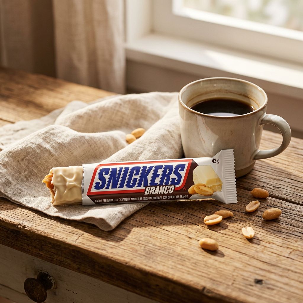 Snickers White Chocolate, barre américaine chocolat blanc caramel cacahuètes, importée des USA, disponible sur My American Shop
