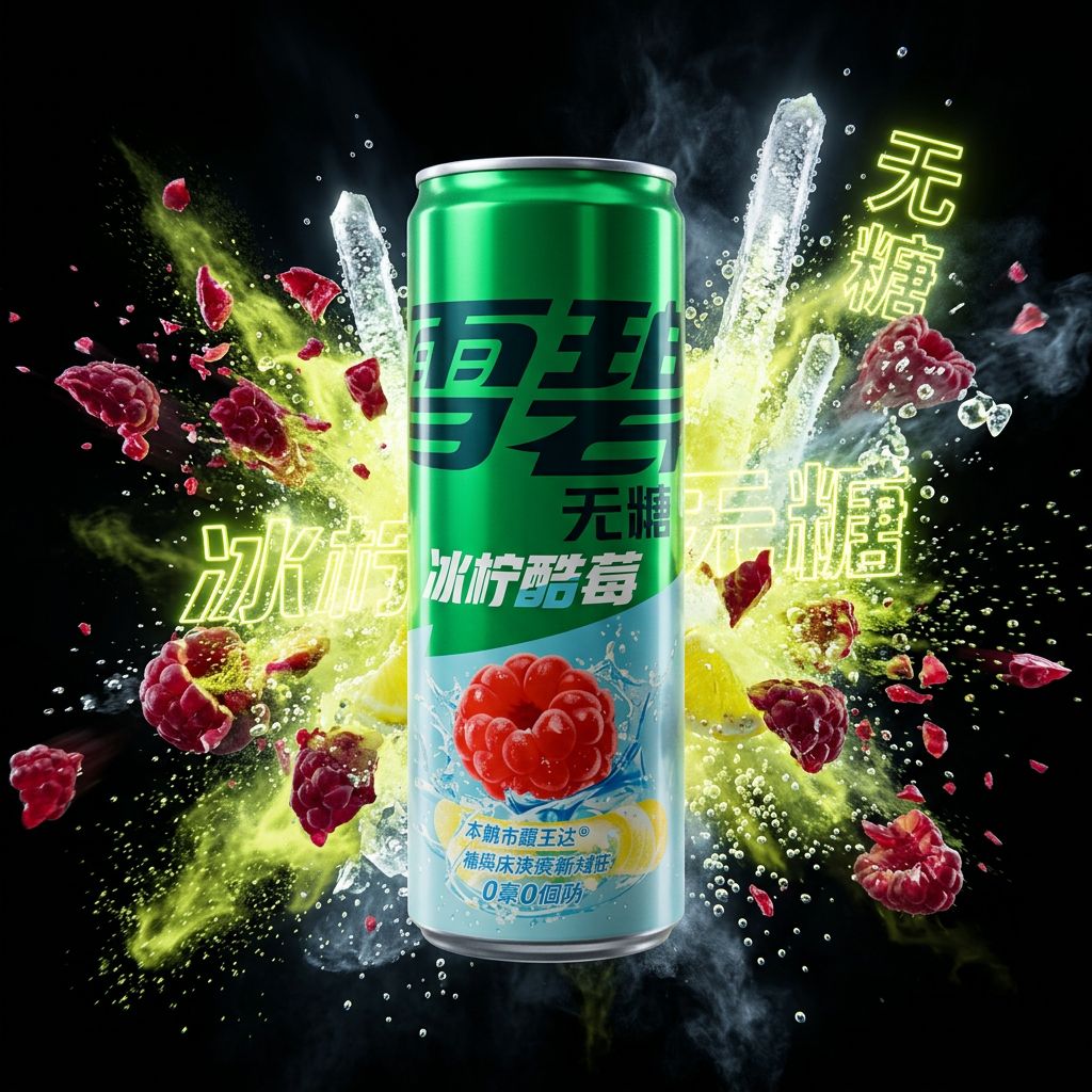 Sprite Raspberry Lemon Zero Chine, canette soda framboise citron sans sucre importée de Chine, disponible sur My American Shop