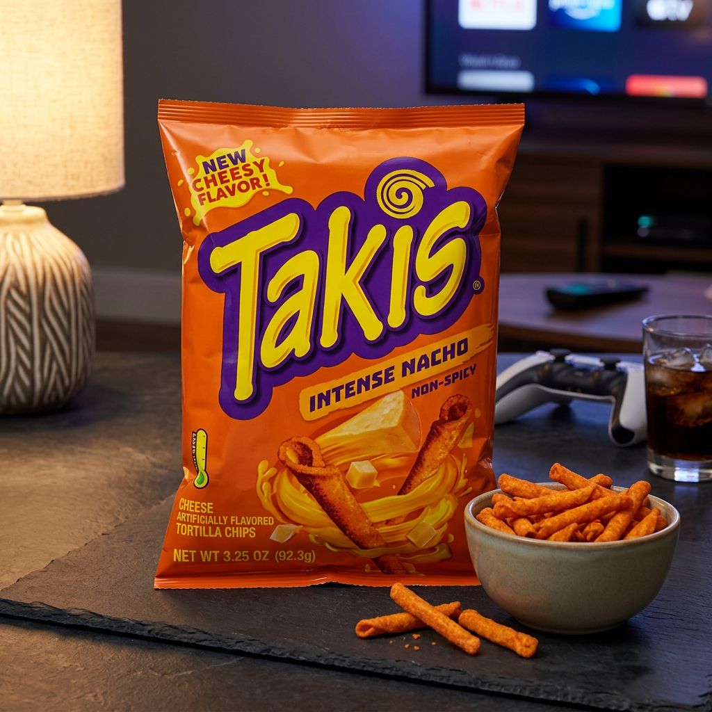 Takis Intense Nacho, roulés de maïs saveur fromage nacho, snack américain sans piment, disponible sur My American Shop